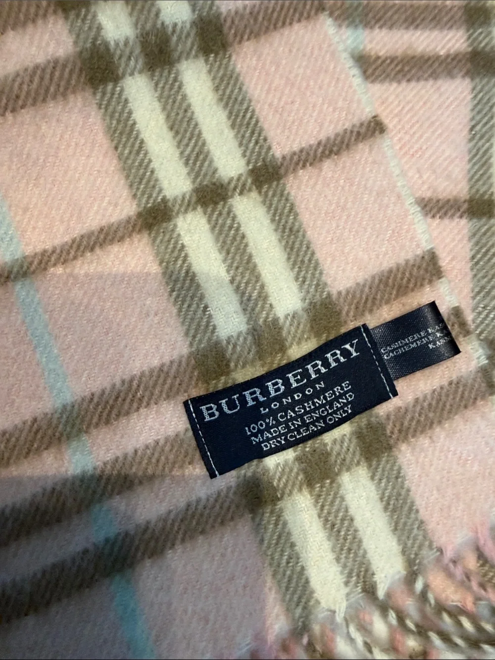 Burberry Pink and Beige Classic Check Cashmere Scarf - Picture 2 of 2